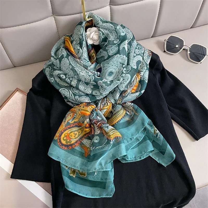 New Design Brand Scarf Fashion Small Broken Floral Bubble Chiffon Shawl Spring Autumn Wrap Hijabs Lady Pashmina Foulards Bandana