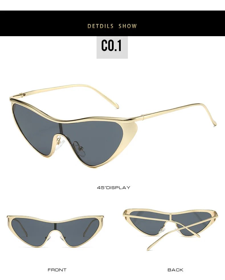 Y2K Punk Cat Eye Sunglasses Women 2025 Luxury Brand Steampunk One-Piece Sun Glasses For Lady Vintage Shield Eyewear UV400 Shades