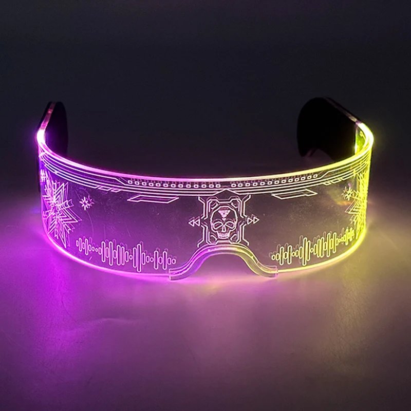 Acrylic LED Glowing Glasses Neon Fluorescent Goggles Cosplay Props Luminous Light Up Glasses Dance Costume Acrylic LED Glowing Glasses Neon Fluorescent Goggles Cosplay Props Luminous Light Up Glasses Dance Costume