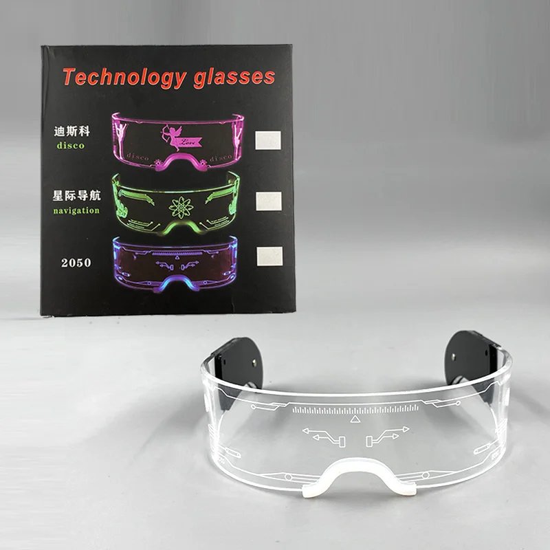 Acrylic LED Glowing Glasses Neon Fluorescent Goggles Cosplay Props Luminous Light Up Glasses Dance Costume Acrylic LED Glowing Glasses Neon Fluorescent Goggles Cosplay Props Luminous Light Up Glasses Dance Costume