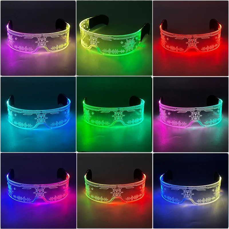 Acrylic LED Glowing Glasses Neon Fluorescent Goggles Cosplay Props Luminous Light Up Glasses Dance Costume Acrylic LED Glowing Glasses Neon Fluorescent Goggles Cosplay Props Luminous Light Up Glasses Dance Costume