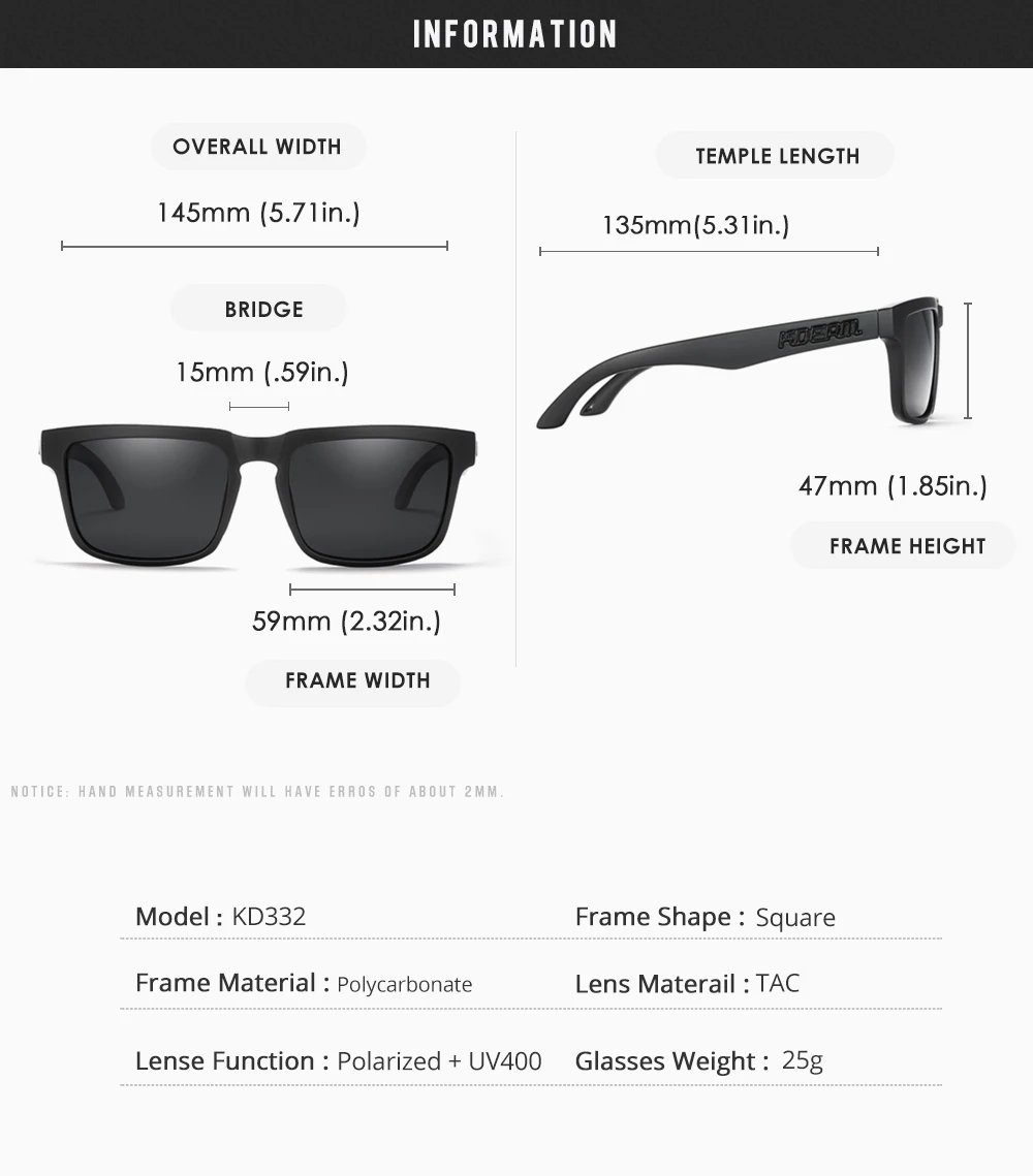 New KDEAM Brand High Quality Men Square Sunglasses Colors Sports Polarized Sun Glasses Reflective Coating Mirrored Lens UV400