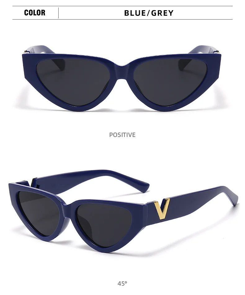 Luxury Glamour Women Brand Sunglasses Fashion V Designer Glasses Cat Eye Stylish Runway Ladies Eyewear UV400