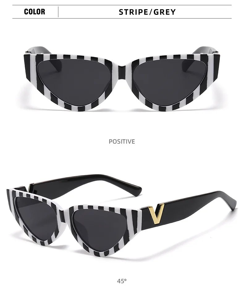 Luxury Glamour Women Brand Sunglasses Fashion V Designer Glasses Cat Eye Stylish Runway Ladies Eyewear UV400