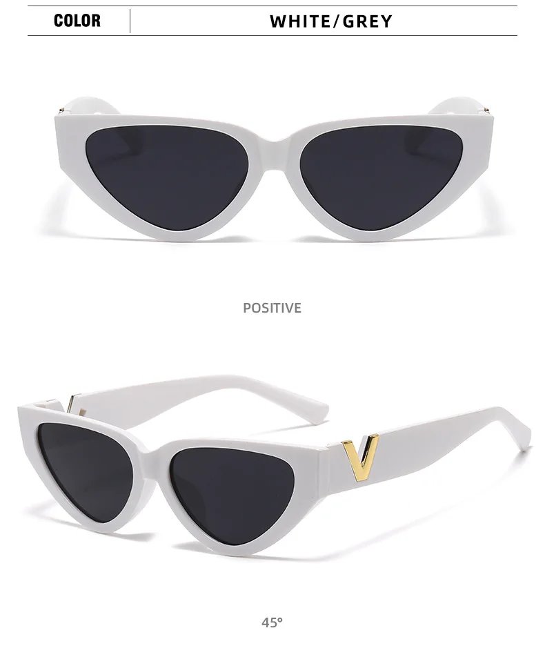Luxury Glamour Women Brand Sunglasses Fashion V Designer Glasses Cat Eye Stylish Runway Ladies Eyewear UV400
