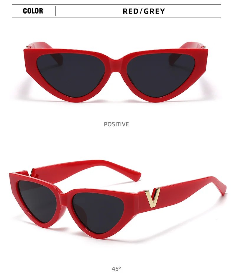 Luxury Glamour Women Brand Sunglasses Fashion V Designer Glasses Cat Eye Stylish Runway Ladies Eyewear UV400