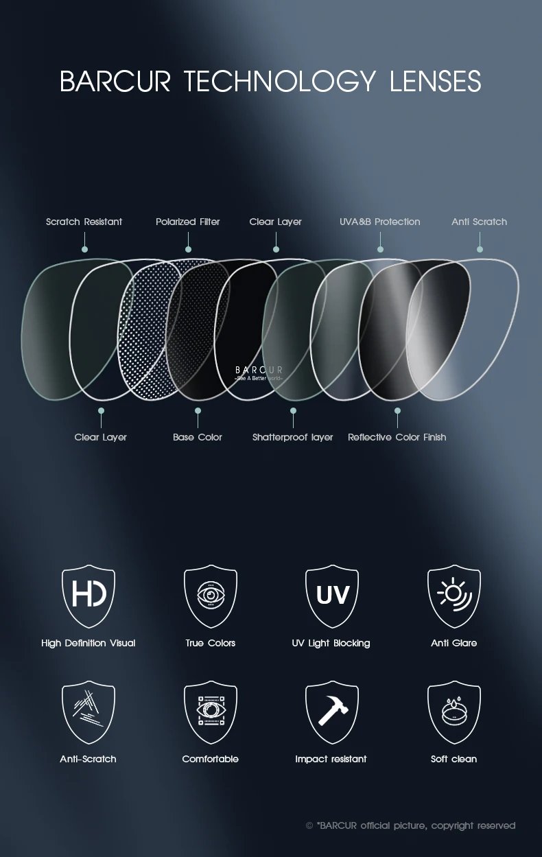 BARCUR Classic Polarized Sunglasses For Both Men Women Essential For Outdoor Driving Business Leisure Sunglasses