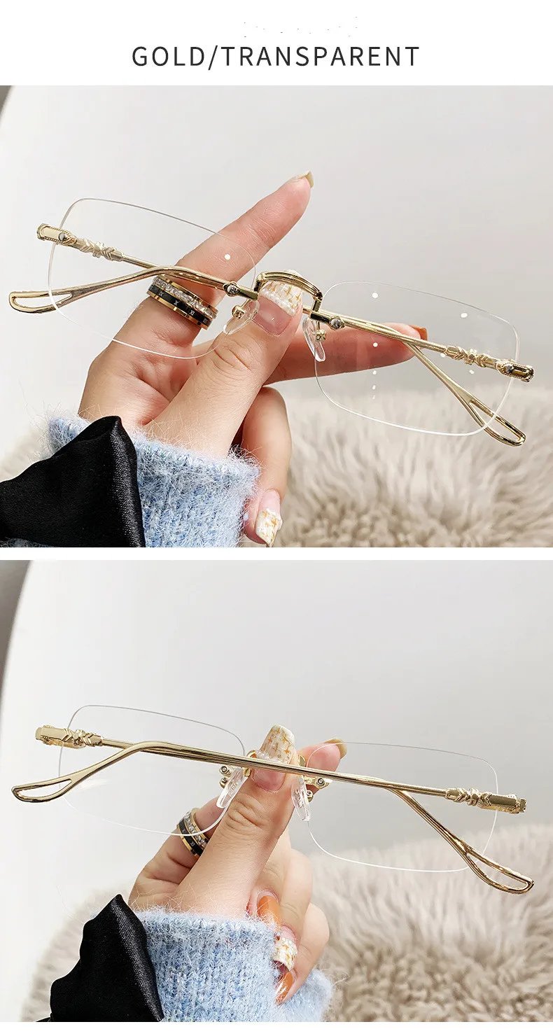 KAMMPT Rimless Rectangle Sunglasses Men Women 2023 Fashion New in Vintage Shades Eyewear Brand Design Ocean Lenses Sun Glasses