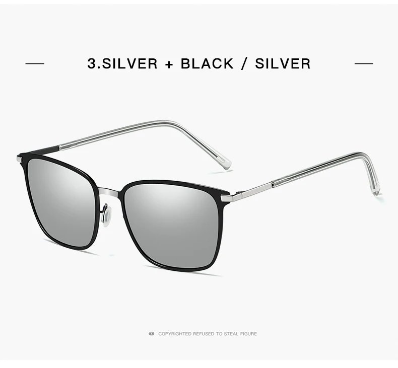 Men's Sunglasses New Arrival Square Polarized Sunglasses Metal Driver Night Vision Goggles Sunglasses