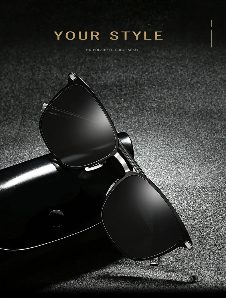 Men's Sunglasses New Arrival Square Polarized Sunglasses Metal Driver Night Vision Goggles Sunglasses
