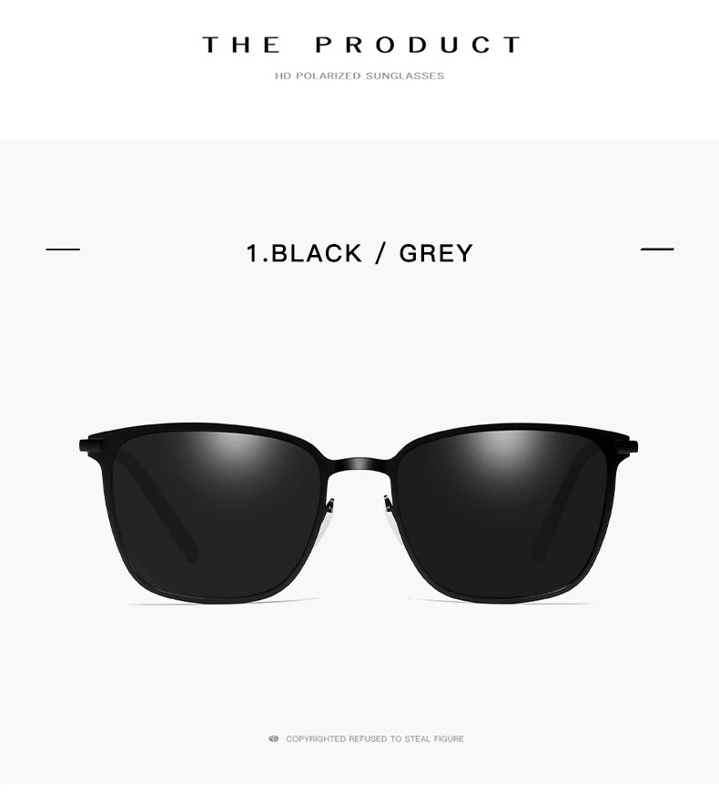 Men's Sunglasses New Arrival Square Polarized Sunglasses Metal Driver Night Vision Goggles Sunglasses