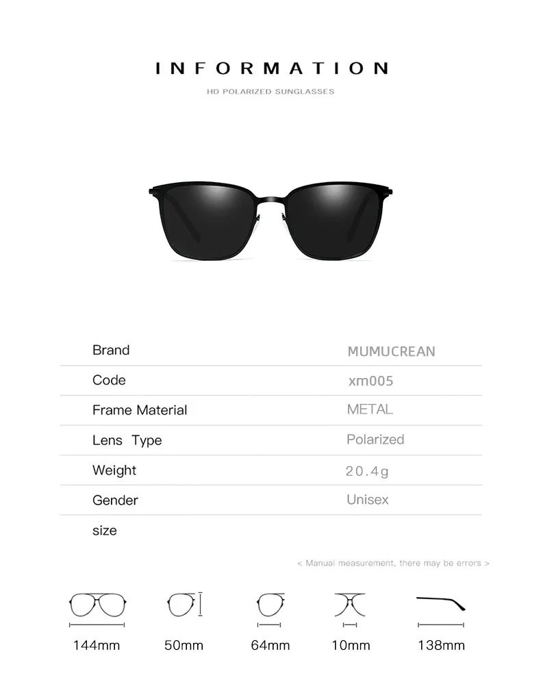 Men's Sunglasses New Arrival Square Polarized Sunglasses Metal Driver Night Vision Goggles Sunglasses