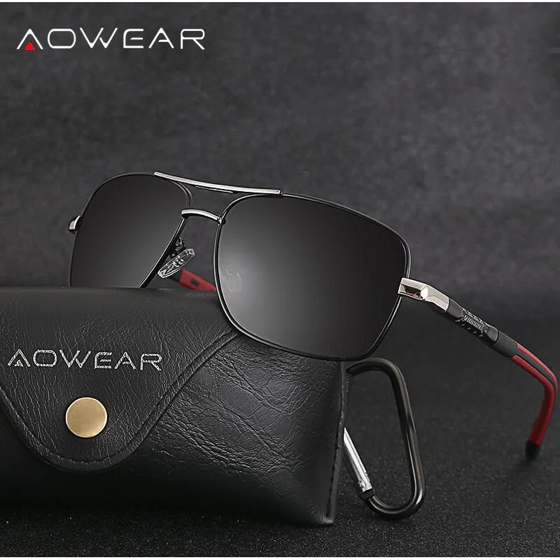 AOWEAR Retro Polarized Sunglasses for Men Women Driving UV400 Vintage Sun Glasses Unisex Mirror Eyewear with Case
