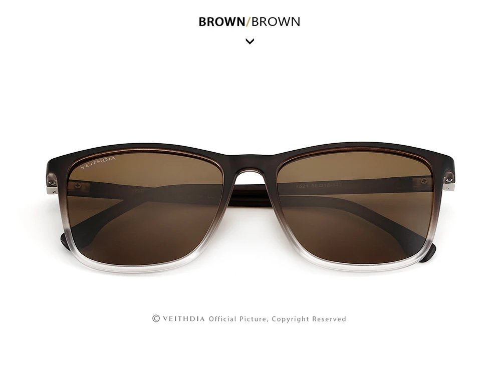 VEITHDIA Brand Men Women Sunglasses Unisex Retro TR90 Sunglasses Polarized UV400 Lens Vintage Eyewear Sun Glasses For Male 7521
