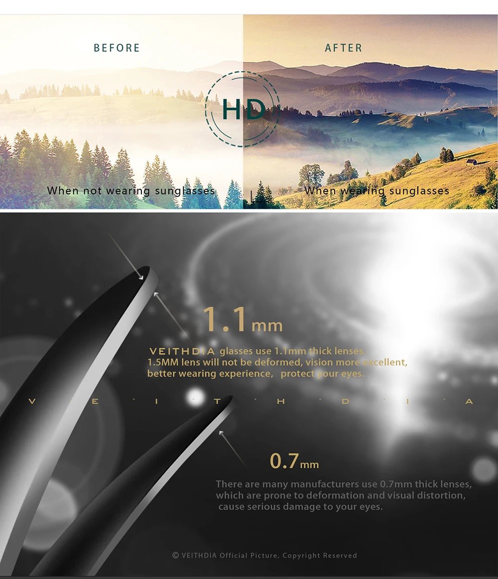 VEITHDIA Brand Men Women Sunglasses Unisex Retro TR90 Sunglasses Polarized UV400 Lens Vintage Eyewear Sun Glasses For Male 7521