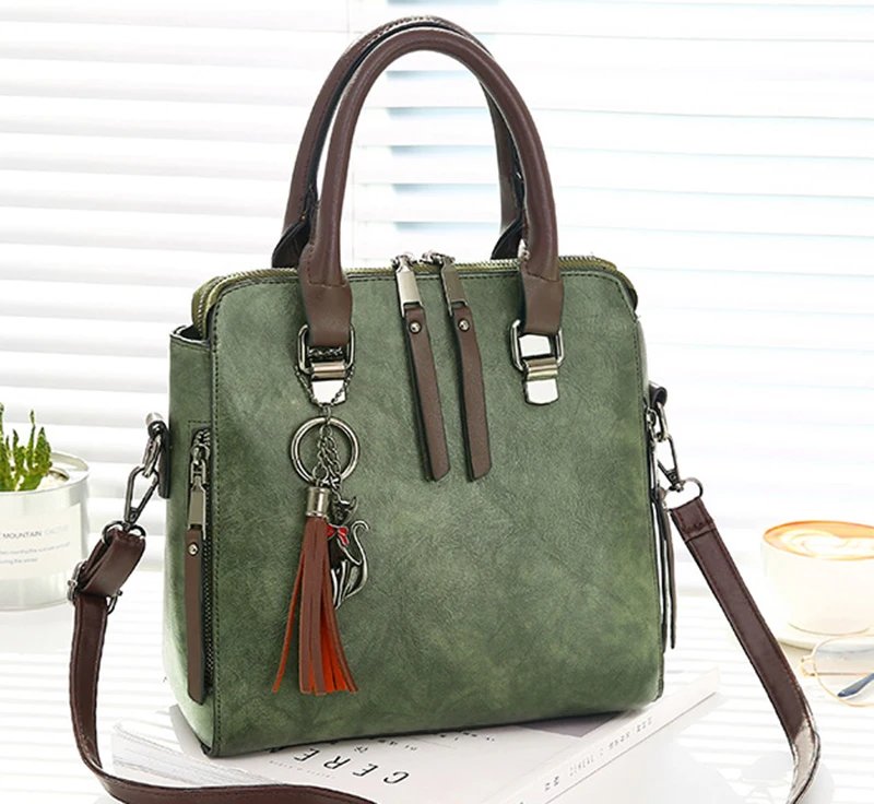 Vintage PU Leather Ladies HandBags Women Messenger Bags TotesTassel Designer Crossbody Shoulder Bag Boston Hand Bags Hot Sale