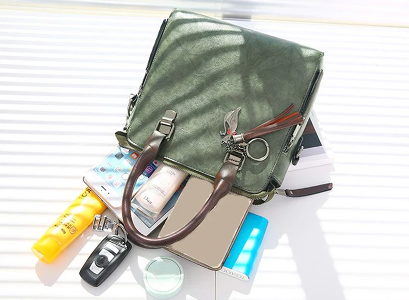 Vintage PU Leather Ladies HandBags Women Messenger Bags TotesTassel Designer Crossbody Shoulder Bag Boston Hand Bags Hot Sale