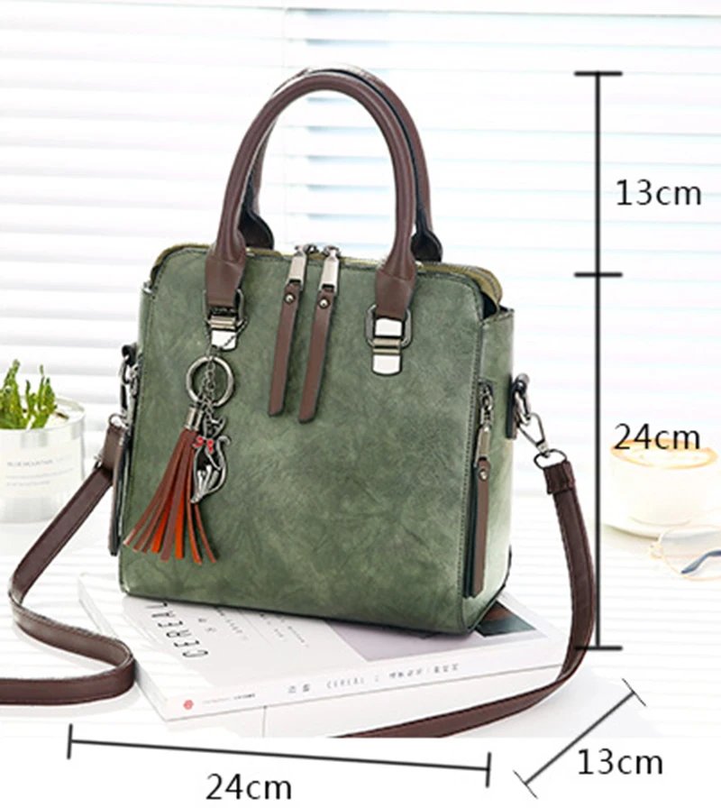 Vintage PU Leather Ladies HandBags Women Messenger Bags TotesTassel Designer Crossbody Shoulder Bag Boston Hand Bags Hot Sale