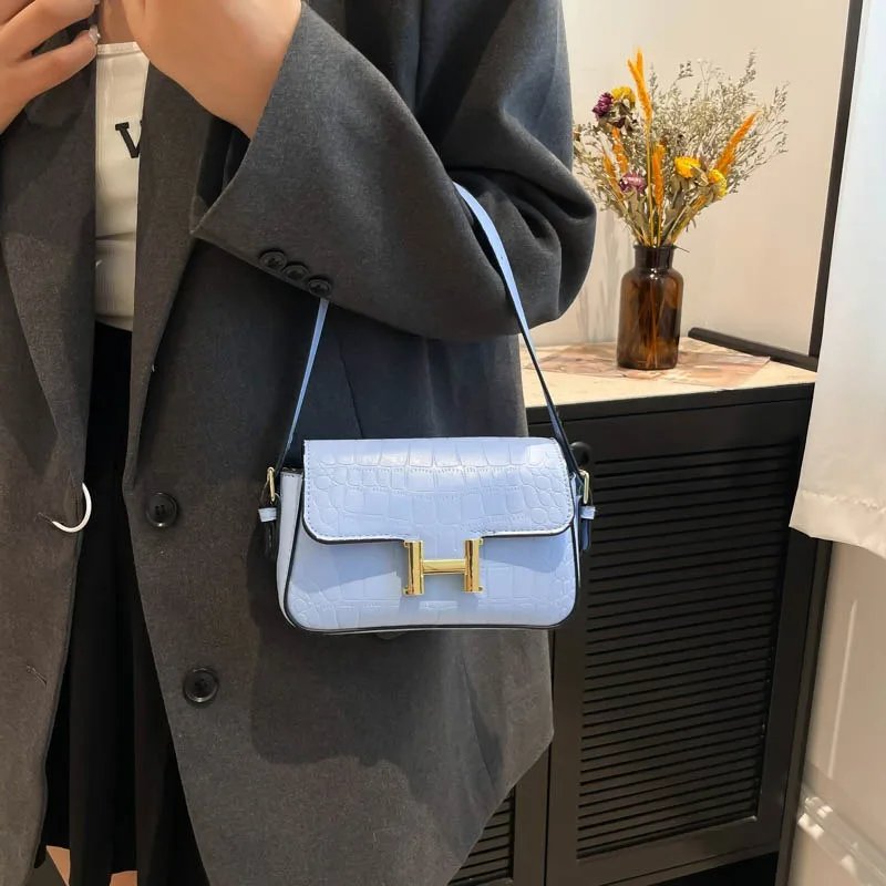 New Style Bags Women's Bags Bags H Buckle Ladies Shoulder Bag Ins Fashionable All-match Crossbody Small Square Bag