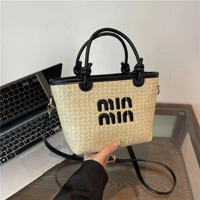 New Summer Bohemian Straw Beach Bag for Women Designer Shoulder Bag Cute Purse and Handbags Embroidered Female Crossbody Bags