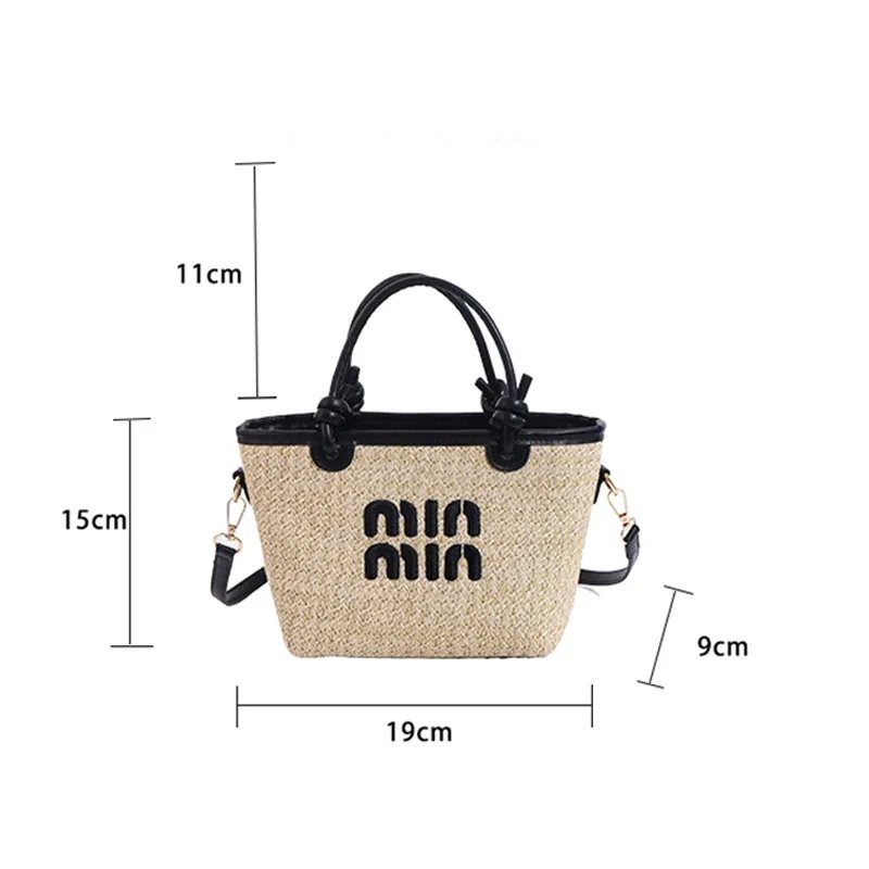 New Summer Bohemian Straw Beach Bag for Women Designer Shoulder Bag Cute Purse and Handbags Embroidered Female Crossbody Bags