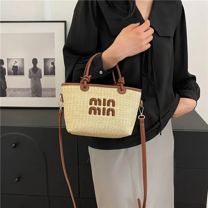 New Summer Bohemian Straw Beach Bag for Women Designer Shoulder Bag Cute Purse and Handbags Embroidered Female Crossbody Bags