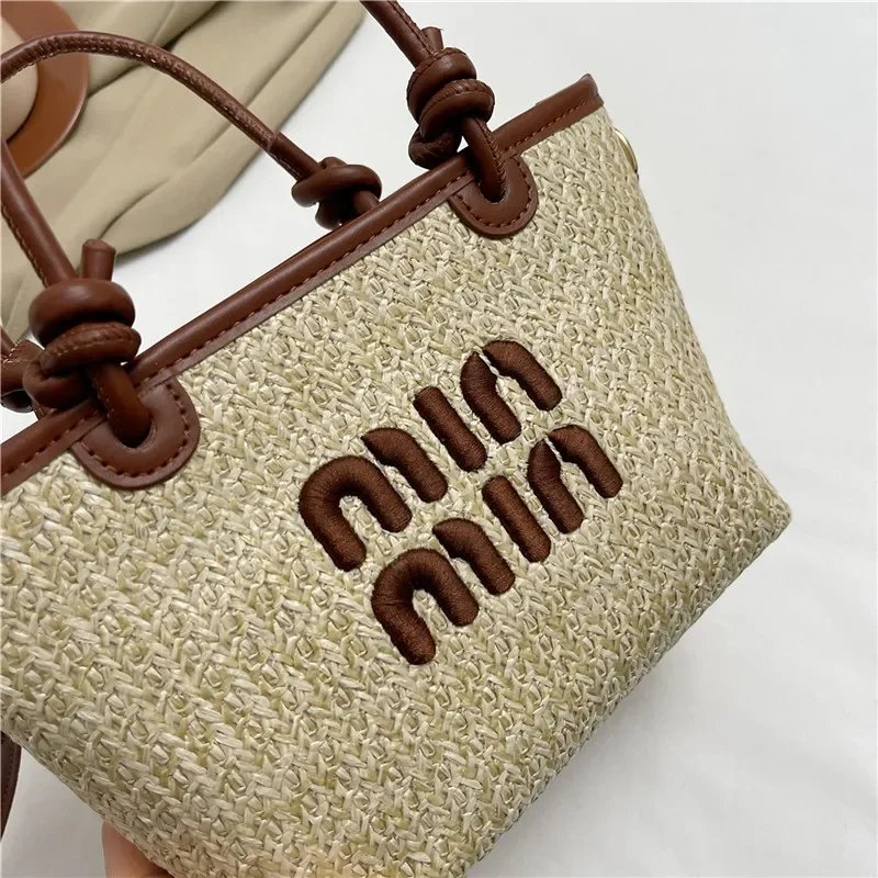 New Summer Bohemian Straw Beach Bag for Women Designer Shoulder Bag Cute Purse and Handbags Embroidered Female Crossbody Bags