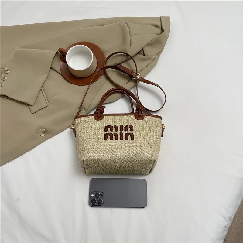 New Summer Bohemian Straw Beach Bag for Women Designer Shoulder Bag Cute Purse and Handbags Embroidered Female Crossbody Bags