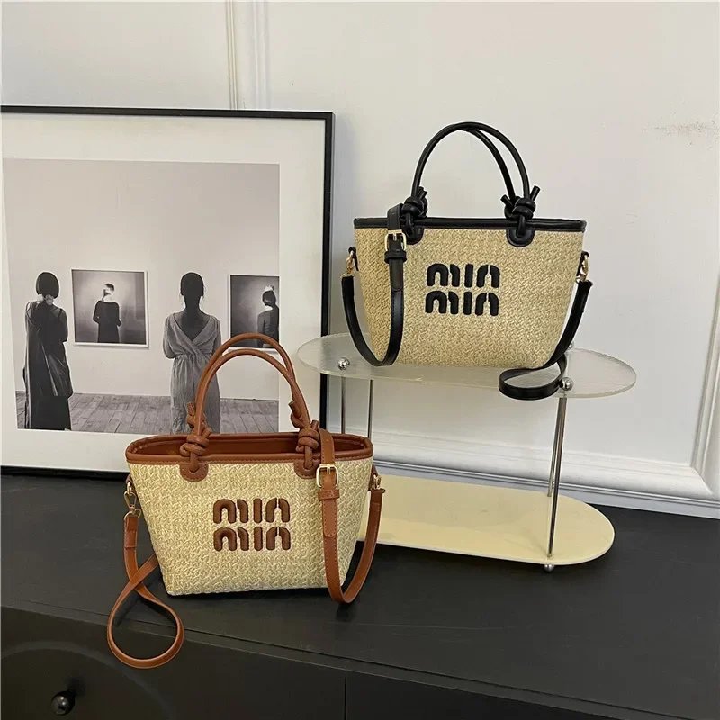 New Summer Bohemian Straw Beach Bag for Women Designer Shoulder Bag Cute Purse and Handbags Embroidered Female Crossbody Bags