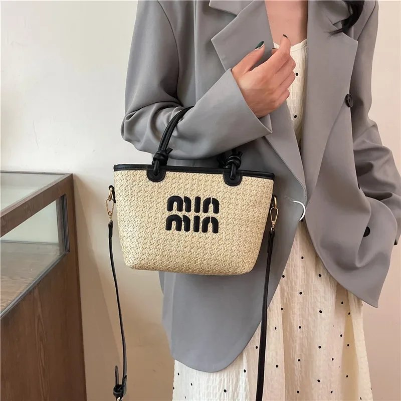 New Summer Bohemian Straw Beach Bag for Women Designer Shoulder Bag Cute Purse and Handbags Embroidered Female Crossbody Bags