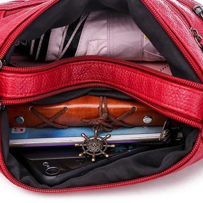 Fashion Women Bag Pu Soft Leather Shoulder Bag Multi-layer Crossbody Bag Quality Small Bag Brand Red Handbag Purses