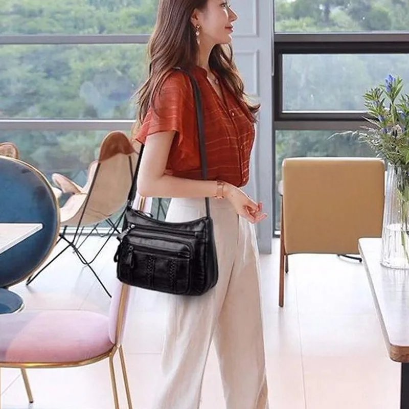 Fashion Women Bag Pu Soft Leather Shoulder Bag Multi-layer Crossbody Bag Quality Small Bag Brand Red Handbag Purses