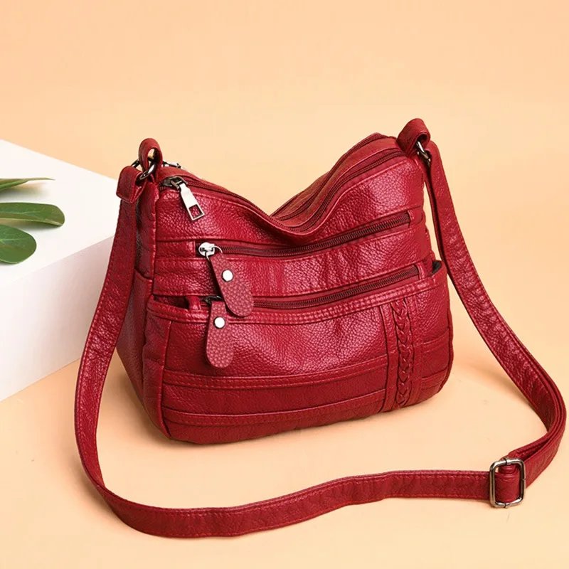 Fashion Women Bag Pu Soft Leather Shoulder Bag Multi-layer Crossbody Bag Quality Small Bag Brand Red Handbag Purses