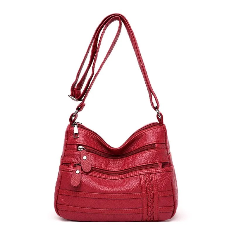 Fashion Women Bag Pu Soft Leather Shoulder Bag Multi-layer Crossbody Bag Quality Small Bag Brand Red Handbag Purses