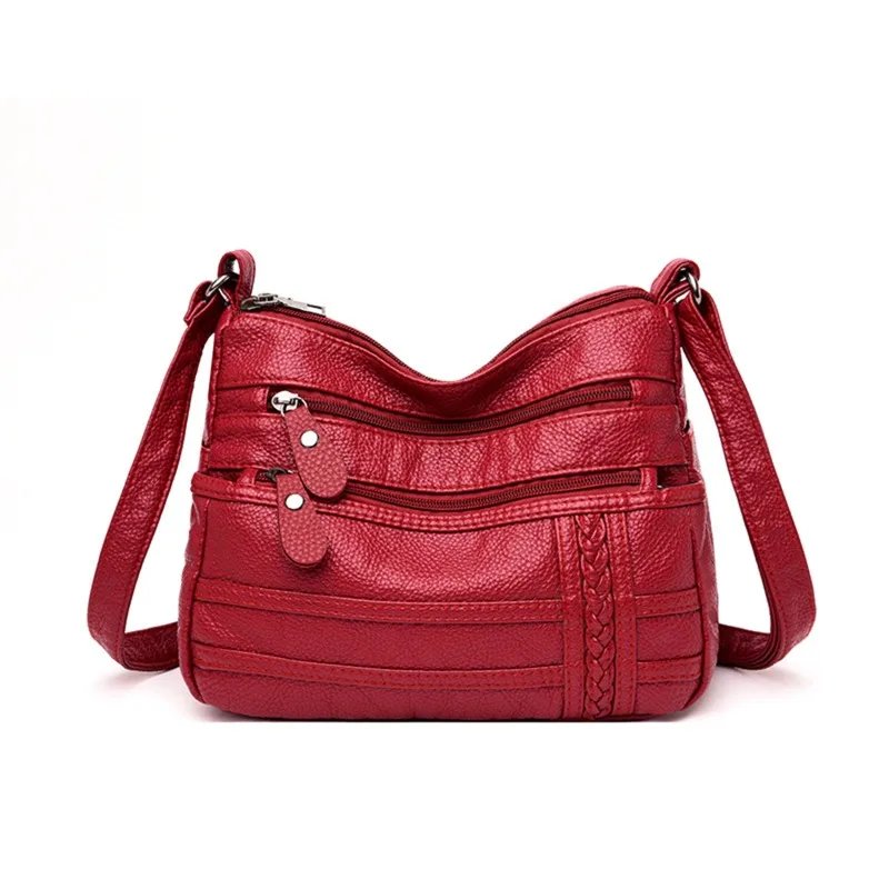 Fashion Women Bag Pu Soft Leather Shoulder Bag Multi-layer Crossbody Bag Quality Small Bag Brand Red Handbag Purses