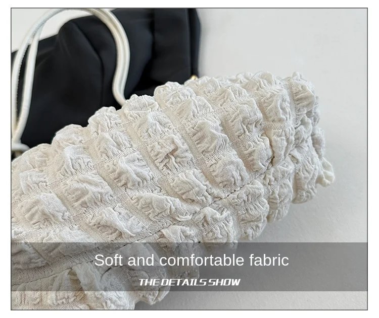 Canvas Wrinkle Bag for Women Shoulder Bags Pleated Bubbles Handbags Padded Casual Underarm Quilted Bag Tote Cloud Bag Purse