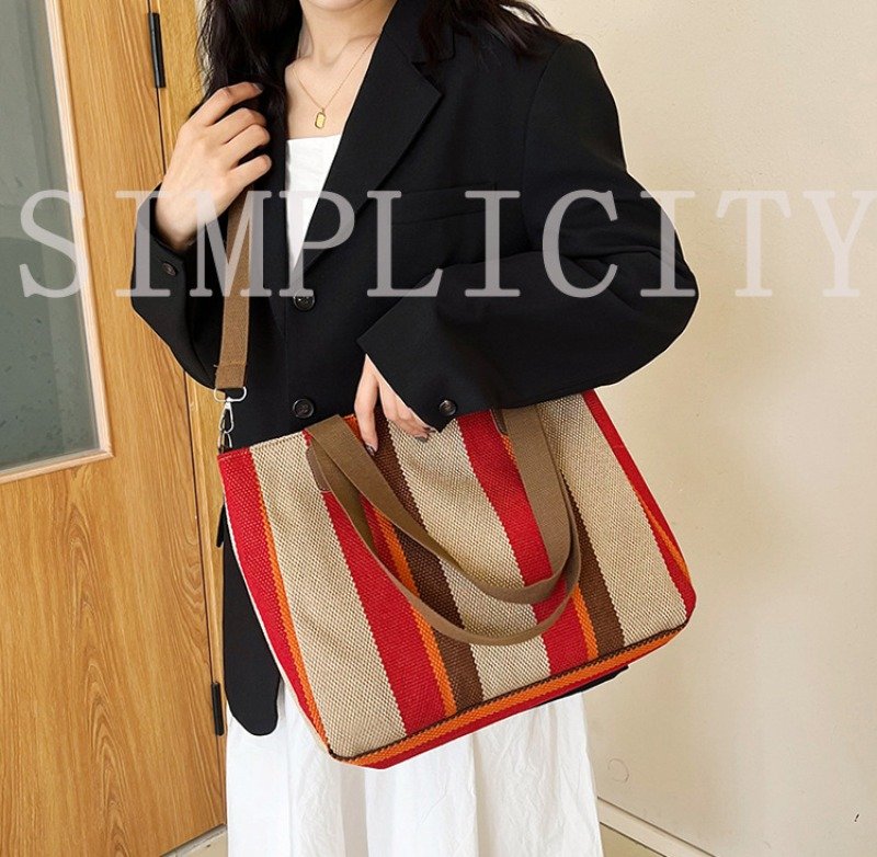 Large Tote Bag for women's Striped Crossbody Canvas Bag 2023 New Trendy Versatile Class Commuting Shoulder Bag