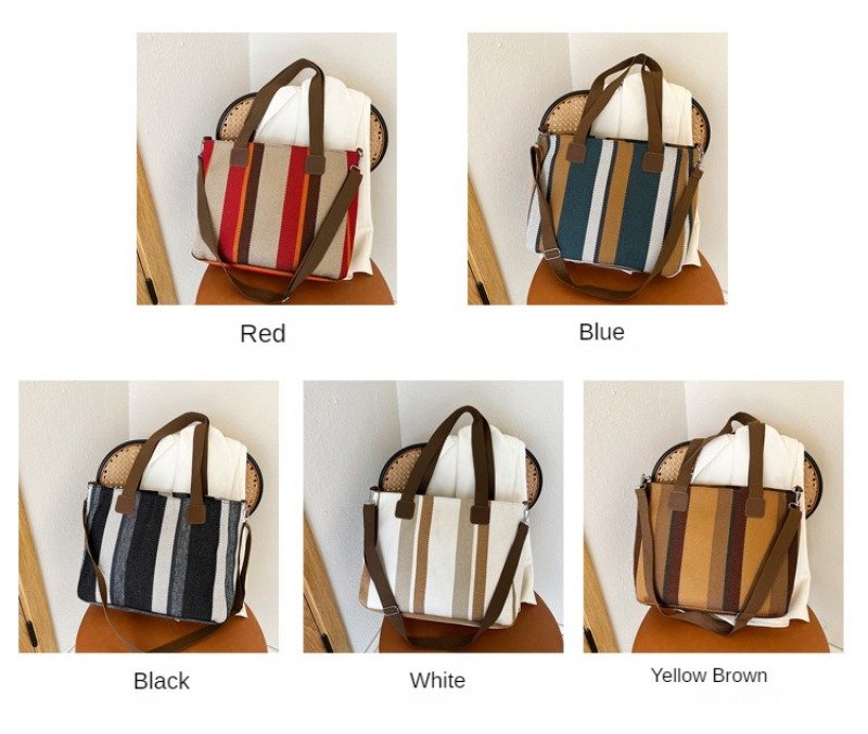 Large Tote Bag for women's Striped Crossbody Canvas Bag 2023 New Trendy Versatile Class Commuting Shoulder Bag