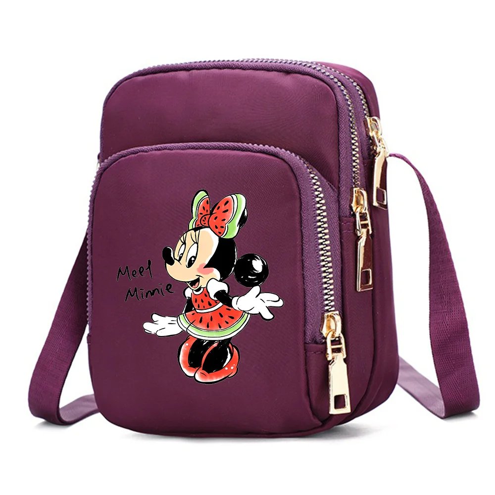 Mickey Minnie Mouse Women Shoulder Bags Cell Phone Purse Crossbody Shoulder Strap Handbag Female Girls Bags Teenagers Bag Gift