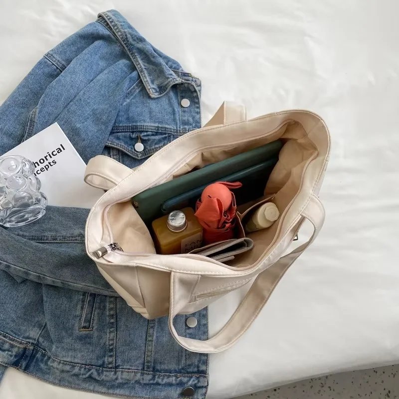 Women's bag fashionable large capacity student bag Oxford canvas handbag Mom casual shopping bag armpit bag multifunctional bag