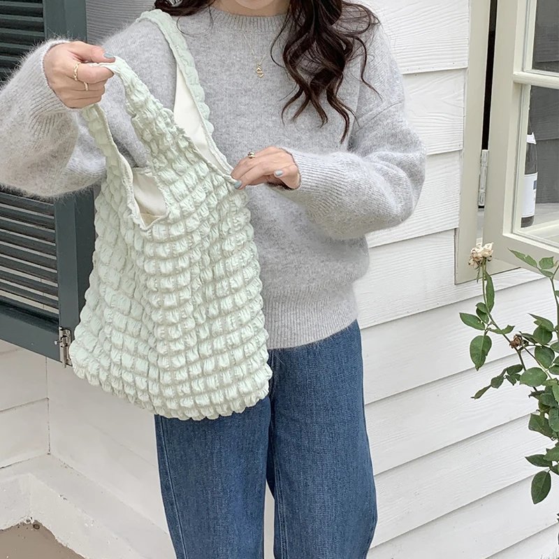 Yogodlns Summer Pleated Cloud Bag Female Candy Color Large Capacity Shoulder Bag Handbags Shopping Girls Pouch Tote Bolsas