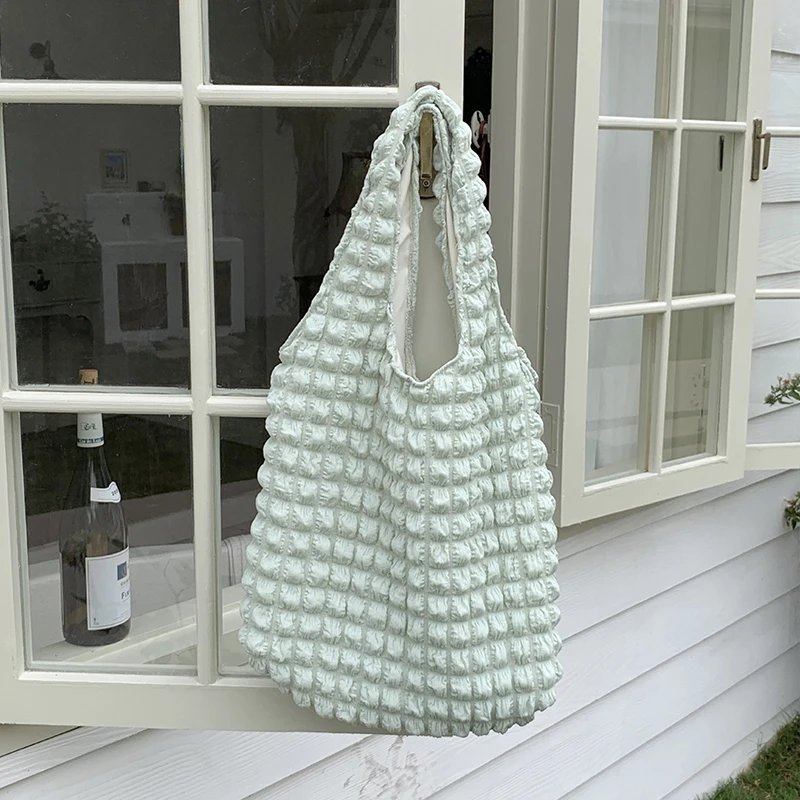 Yogodlns Summer Pleated Cloud Bag Female Candy Color Large Capacity Shoulder Bag Handbags Shopping Girls Pouch Tote Bolsas