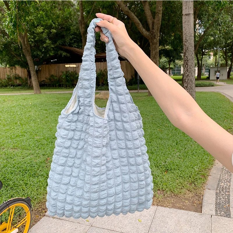 Yogodlns Summer Pleated Cloud Bag Female Candy Color Large Capacity Shoulder Bag Handbags Shopping Girls Pouch Tote Bolsas