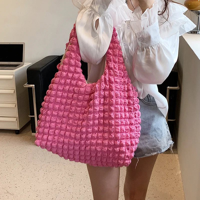 Yogodlns Summer Pleated Cloud Bag Female Candy Color Large Capacity Shoulder Bag Handbags Shopping Girls Pouch Tote Bolsas