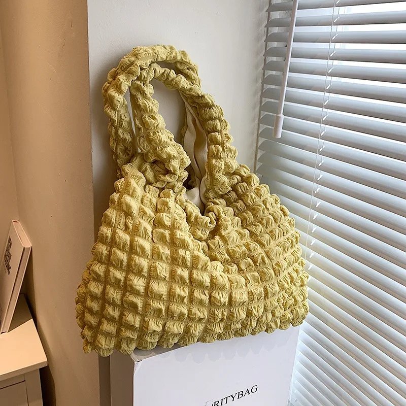 Yogodlns Summer Pleated Cloud Bag Female Candy Color Large Capacity Shoulder Bag Handbags Shopping Girls Pouch Tote Bolsas