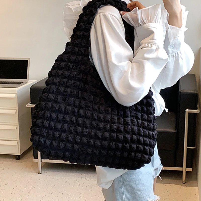 Yogodlns Summer Pleated Cloud Bag Female Candy Color Large Capacity Shoulder Bag Handbags Shopping Girls Pouch Tote Bolsas