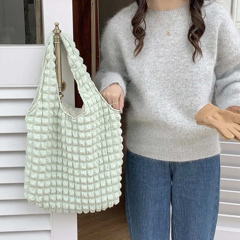Yogodlns Summer Pleated Cloud Bag Female Candy Color Large Capacity Shoulder Bag Handbags Shopping Girls Pouch Tote Bolsas