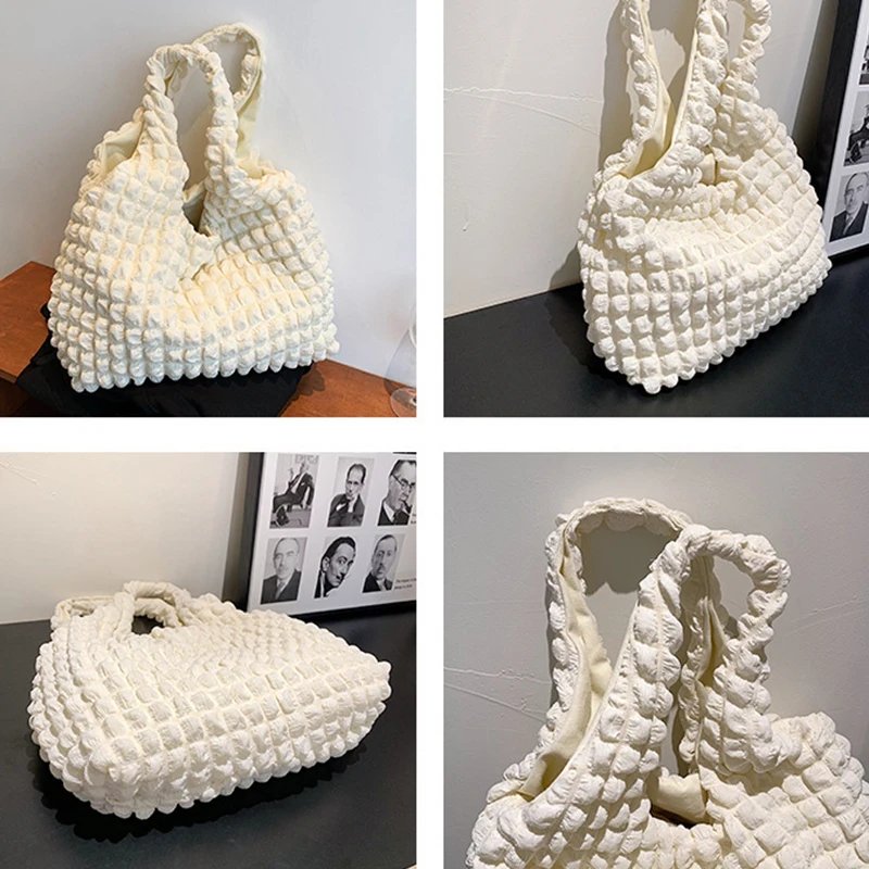 Yogodlns Summer Pleated Cloud Bag Female Candy Color Large Capacity Shoulder Bag Handbags Shopping Girls Pouch Tote Bolsas