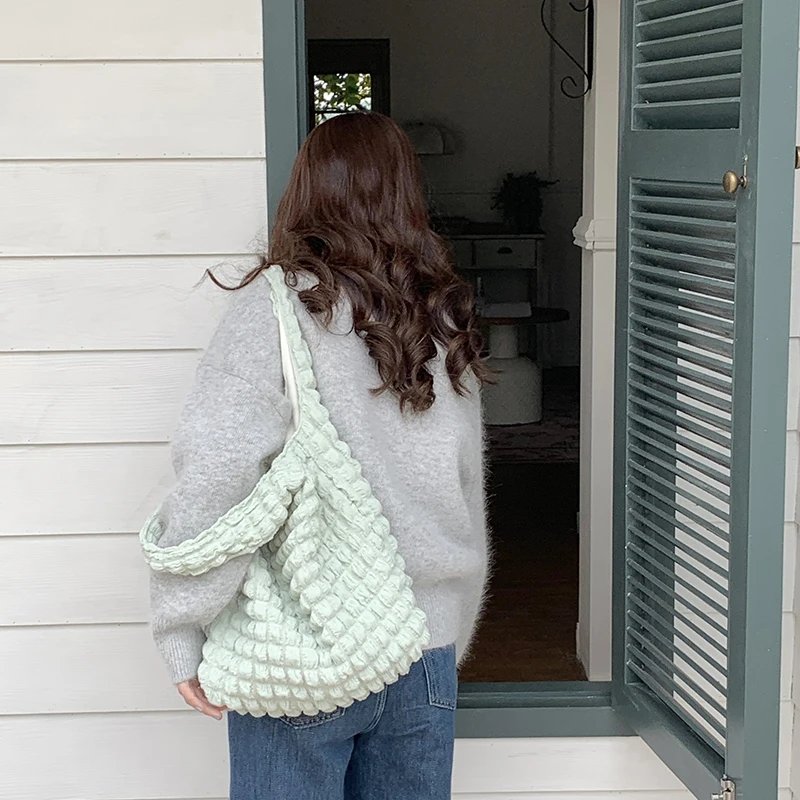 Yogodlns Summer Pleated Cloud Bag Female Candy Color Large Capacity Shoulder Bag Handbags Shopping Girls Pouch Tote Bolsas