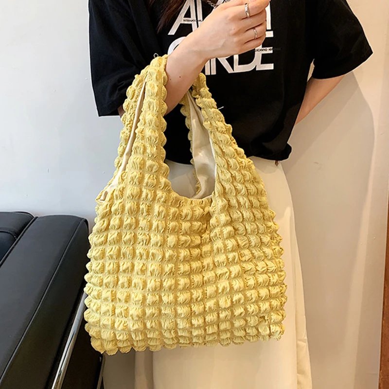 Yogodlns Summer Pleated Cloud Bag Female Candy Color Large Capacity Shoulder Bag Handbags Shopping Girls Pouch Tote Bolsas